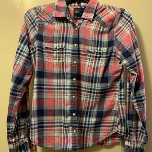 Pearl snap plaid button up